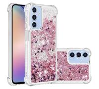 SIYOPINPFY Compatible With Samsung A15 5G Case for Women Girls Girly, Glitter Moving Liquid Shiny Sparkle Silicone Case Bumper Shockproof Cover Compatible With Samsung Galaxy A15 5G - Love Rose YB