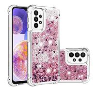 SIYOPINPFY Compatible With Samsung A23 5G Case for Women Girls Girly, Glitter Moving Liquid Shiny Sparkle Silicone Case Bumper Shockproof Cover Compatible With Samsung Galaxy A23 5G - Love Rose YB