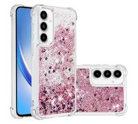SIYOPINPFY Compatible With Samsung A35 5G Case for Women Girls Girly, Glitter Moving Liquid Shiny Sparkle Silicone Case Bumper Shockproof Cover Compatible With Samsung Galaxy A35 5G - Love Rose YB