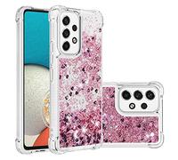 SIYOPINPFY Compatible With Samsung A53 5G Case for Women Girls Girly, Glitter Moving Liquid Shiny Sparkle Silicone Case Bumper Shockproof Cover Compatible With Samsung Galaxy A53 5G - Love Rose YB