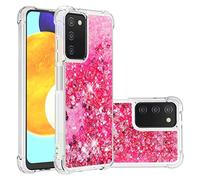SIYOPINPFY Compatible With Samsung Galaxy A03S Case Glitter Bling Sparkle Liquid for Women Girls Luxury Flowing Quicksand Clear Phone Case Cover Compatible With Samsung Galaxy A03S - Love Pink YB