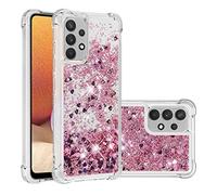 SIYOPINPFY Compatible With Samsung Galaxy A32 4G Case for Women Girls, Glitter Moving Liquid Shiny Sparkle Silicone Case Bumper Shockproof Cover Compatible With Samsung Galaxy A32 4G - Love Rose YB