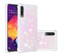 SIYOPINPFY Compatible With Samsung Galaxy A50 / A30S Case, Glitter Bling Sparkle for Women Girls Liquid Floating Quicksand Cover Shockproof Case for Samsung A50 - Star Rose YB