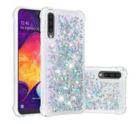 SIYOPINPFY Compatible With Samsung Galaxy A50 / A30S Case Glitter for Women Girls Girly Bling Sparkle Luxury Flowing Floating Quicksand Clear Phone Cover for Samsung Galaxy A50 / A30S - Love Silver YB