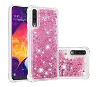 SIYOPINPFY Compatible With Samsung Galaxy A50 / A30S Case Shock-Absorption Bumper Cover Anti-Scratch Protection Moving Liquid Glitter Sparkle Silicone Soft TPU Case for Samsung A50 Star Love Pink YB