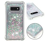 SIYOPINPFY Compatible With Samsung Galaxy S10E Case, Galaxy S10E Cover Glitter Bling Sparkle for Women Girls Liquid Floating Quicksand Shockproof Phone Case Cover for Galaxy S10E Star Rose YB