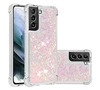 SIYOPINPFY Compatible With Samsung Galaxy S21+ Plus Case, Glitter Bling Sparkle Women Girls Liquid Floating Quicksand Shockproof Phone Case for Galaxy S21+ Plus - Star Rose
