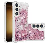 SIYOPINPFY Compatible With Samsung S25 Case for Women Girls Girly, Glitter Moving Liquid Shiny Sparkle Silicone Case Bumper Shockproof Cover Compatible With Samsung Galaxy S25 5G - Love Rose YB