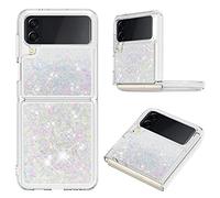 SIYOPINPFY Compatible With Samsung Z Flip 4 Case Glitter for Women Girly Moving Liquid Glitter Sparkle Silicone Bumper Protection Case Compatible With Samsung Galaxy Z Flip 4 5G - Love Colorful YB