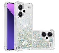 SIYOPINPFY Compatible with Xiaomi Redmi Note 13 Pro Plus Case Glitter for Women Girls Bling Sparkle Deluxe Flowing Floating Quicksand Clear Phone Cover Case for Redmi Note 13 Pro Plus - Love Silver YB