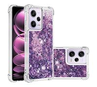SIYOPINPFY Glitter Case for Xiaomi Redmi Note 12 Pro 5G, Moving Floating Quicksand Liquid Sparkle Case Silicone Soft TPU Bumper Protection Phone Cover for Xiaomi Redmi Note 12 Pro 5G - Love Purple YB