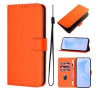 SIYOPINPFY Wallet Case for iPhone 14 Plus - Flip Folio Book Fashion Covers Genuine Leather Case [3 Cash Card Slots] Magnetic Shockproof for Women Men Compatible with iPhone 14 Plus - Orange YBD
