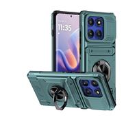 SIYOPINPFY Wallet Case for Motorola Edge 60 Pro with Card Holder, [Store 2 Cards] 360° Ring Kickstand Heavy Duty Shockproof Full Body Protective Bumper Phone Cover for Moto Edge 60 Pro, Green LM