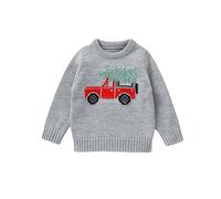 Siyova Baby Boys Girls Christmas Jumpers Knitted Sweaters Long Sleeve Letter Print Pullover Knitwear Toddler My First Christmas Outfits Winter Clothes (Gray, 2-3 Years)