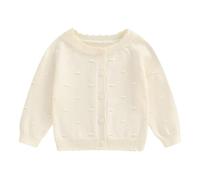 Siyova Toddler Baby Girl Knit Sweaters Long Sleeve Solid Color Button Up Cardigan Knitwear Infant Spring Autumn Winter Coat for Kid Girls (Apricot, 12_months-24_Months)