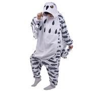 SIYUE Relaxo Onesie Costume Jumpsuit Snow Owl Adult Pyjamas Women Men Costume Animal Snowy Owl Pyjamas Christmas Carnival Halloween, gray, L