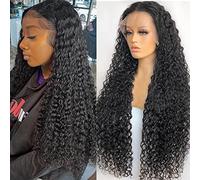 Siyun Show 13x4 HD Curly Front Wig Pre Plucked Human Hair 180 Density HD Long Curly Human Hair Wigs for Black Women 10A No Glue