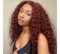 Siyun Show Lace Front Wig Reddish Brown Pre Tear 13x4 HD Lace Glueless Deep Wave Human Hair Wigs for Black Women 180% Density B