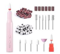 siyuwuro Portable Electric Nail Drill Machine Kit Professional Nail File Kit for Acrylic Gel Dip Powder Nails Polishing Shaping Pedicure Manicure Tools with Nail Drill Bits Sanding Bands, Pink Kit