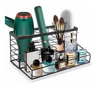 Siyzda Hair Tool Organizer, Movable Hair Dryer Holder, Black Bathroom Counter Organizer, Hair Styling Tools Organizer Storage, Bathroom Trays for Hair Toiletry, Makeup, Accessories (Marble Base)