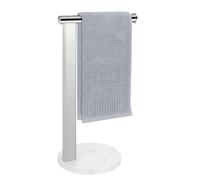 Siyzda Hand Towel Holder Stand for Bathroom, L- Shaped Standing Hand Towel Rack, Towel Bar Kitchen Vanity Countertop Organizer, SUS304 Stainless Steel Material (Marble Base, Chrome)