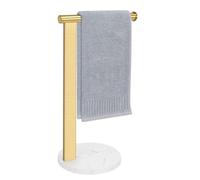 Siyzda Hand Towel Holder Stand for Bathroom, L- Shaped Standing Hand Towel Rack, Towel Bar Kitchen Vanity Countertop Organizer, SUS304 Stainless Steel Material (Marble Base, Gold)