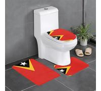 sizaCVC Democratic Republic of Timor-Leste 3-Piece Print Bathroom Rugs Set - U-Shaped Absorbent Mats for Master Bath, Holiday Home & Guest Suite