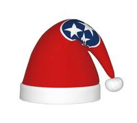 sizaCVC Festive Tennessee State Flag Print Santa Hat for Kids â€“ Soft Plush Christmas Hat, Perfect for Holiday Parties, Xmas, New Year