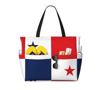 sizaCVC Large Capacity Tote Bag - Flag of Panama Print Travel Beach Shopping Bag with Multiple Pockets for Vacation, Camping, Gym