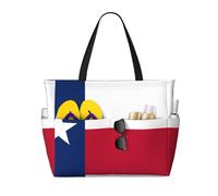 sizaCVC Large Capacity Tote Bag - Flag of Texas Print Travel Beach Shopping Bag with Multiple Pockets for Vacation, Camping, Gym