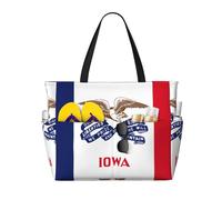 sizaCVC Large Capacity Tote Bag - Iowa state flag Print Travel Beach Shopping Bag with Multiple Pockets for Vacation, Camping, Gym