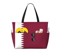 sizaCVC Large Capacity Tote Bag - Qatar flag Print Travel Beach Shopping Bag with Multiple Pockets for Vacation, Camping, Gym