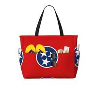 sizaCVC Large Capacity Tote Bag - Tennessee State Flag Print Travel Beach Shopping Bag with Multiple Pockets for Vacation, Camping, Gym