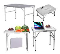 (SIZE 1:60x40x26cm White) Folding Camping Table Portable Lightweight Garden Party Trestle Dinner Table