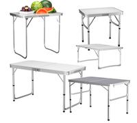 (SIZE 1: 60x40x26cm White) Folding Table Pop-Up Trestle Table Portable Aluminum Garden Camping Party Picnic Dining Table Desk - Space Saving Furniture