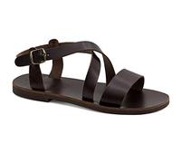 Size 10 Brown Emmanuela Greek Leather Gladiator Sandals for Men, Quality Handmade Men's Sandals with adjustable Buckle Strap, Mens Strappy Summer Shoes