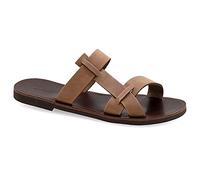 Size 10 Dark Brown Emmanuela Ancient Greek Style Leather Sandals for Men, Quality Handmade Open Toe Men's Sandals, Slide on Summer Shoes, Slider Strappy Mules