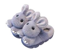 Size 10 Girls Boys Cute Bunny Animals Slippers Mules for Big Little Kids Toddler Cute Rabbit House Slippers Plush Warm Home Shoes Bunny Bear Fuzzy Fluffy Bedroom Slides Kawaii Grey