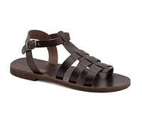 Size 11 UK Brown Emmanuela Greek Leather Fisherman's Sandals for Men, Quality Handmade Men's Sandals with adjustable Buckle Strap, Mens Strappy Summer Shoes