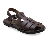 Size 12 Brown Emmanuela Comfortable Ancient Greek Style Leather Fisherman Sandals for Men, Cushioned insole Handmade Leather Men's Sandals, Quality Adjustable Buckle Summer Shoes