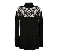 Size 20/22 Black Lace Gothic Victorian Lace Roll Polo High Neck Top Blouse