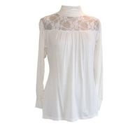 Size 20/22 Cream Lace Gothic Victorian Lace Roll Polo High Neck Top Blouse