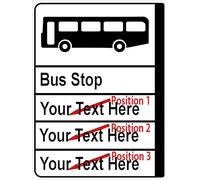 Size 28cm x 19cm (approx A4) Customised BUS STOP style ALUMINIUM SIGN - YOUR PERSONALISED TEXT PRINTED AT POSITIONS 1 2 3 - london buses public transport road notice