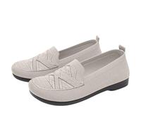 Size 3.5 WOMEN Flat Shoes Knitted Lightweight Slip-On Loafers,Stylish Patterned Wide Fit Round Toe Slip on Casual Breathable Mesh Walking Shoes Workout Sneakers Coffee Footwear Clearance