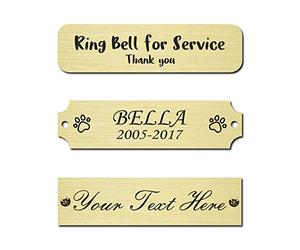 Size: 3" W x 3/4" H, Personalized, Custom Engraved, Brushed Gold Solid Brass Plate Picture Frame Name Label Art Tag for Frames, with Adhesive Backing or Screws