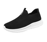 Size 4.5 Ladies Walking Shoes with Memory Foam Hands-Free Non Slip Athletic Sneakers Ladies Breathable Laceless Comfortable Tennis Sneakers Gym Work Shoe Black Footwear Clearance