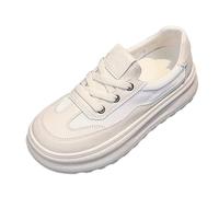 Size 4.5 Platform Sneakers for Ladies Lace up Trainers Chunky Fashion Sneakers Casual Walking Shoes with Stitch Detailing for Everyday Wear White Footwear Gift