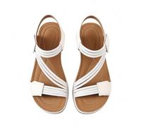 Size 4.5 Women's Adjustable Strap Low Wedge Sandals Elastic Strappy Ankle Strap Open Toe Flat Sandals Light-Weight Summer Shoes White Sandles