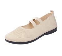 Size 4.5 Women's Barefoot Mary Jane Flats,Wide Toe Box Knit Mary Jane Ballet Flats Wide Width Walking Dressy Shoes Fashion Comfortable Lightweight Breathable Ladies 003_Beige