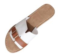 Size 4.5 WOMEN'S Thong Sandals Open Toe Slip on Flip Flops Slippers Buckle Sandals Summer Slides Beach Outdoor T-Strap Tan Sandal Shoes A3_White Footwear Clearance
